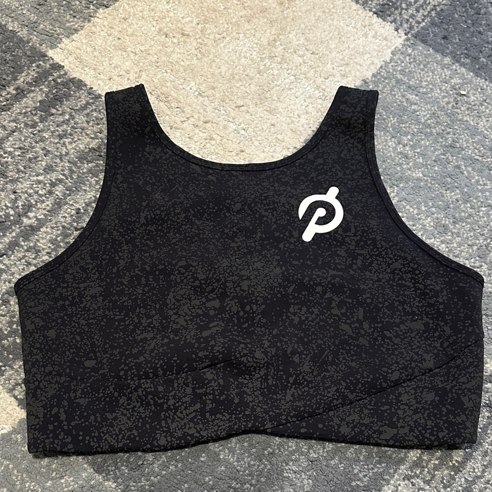Peloton Black Textured Women's crop tank